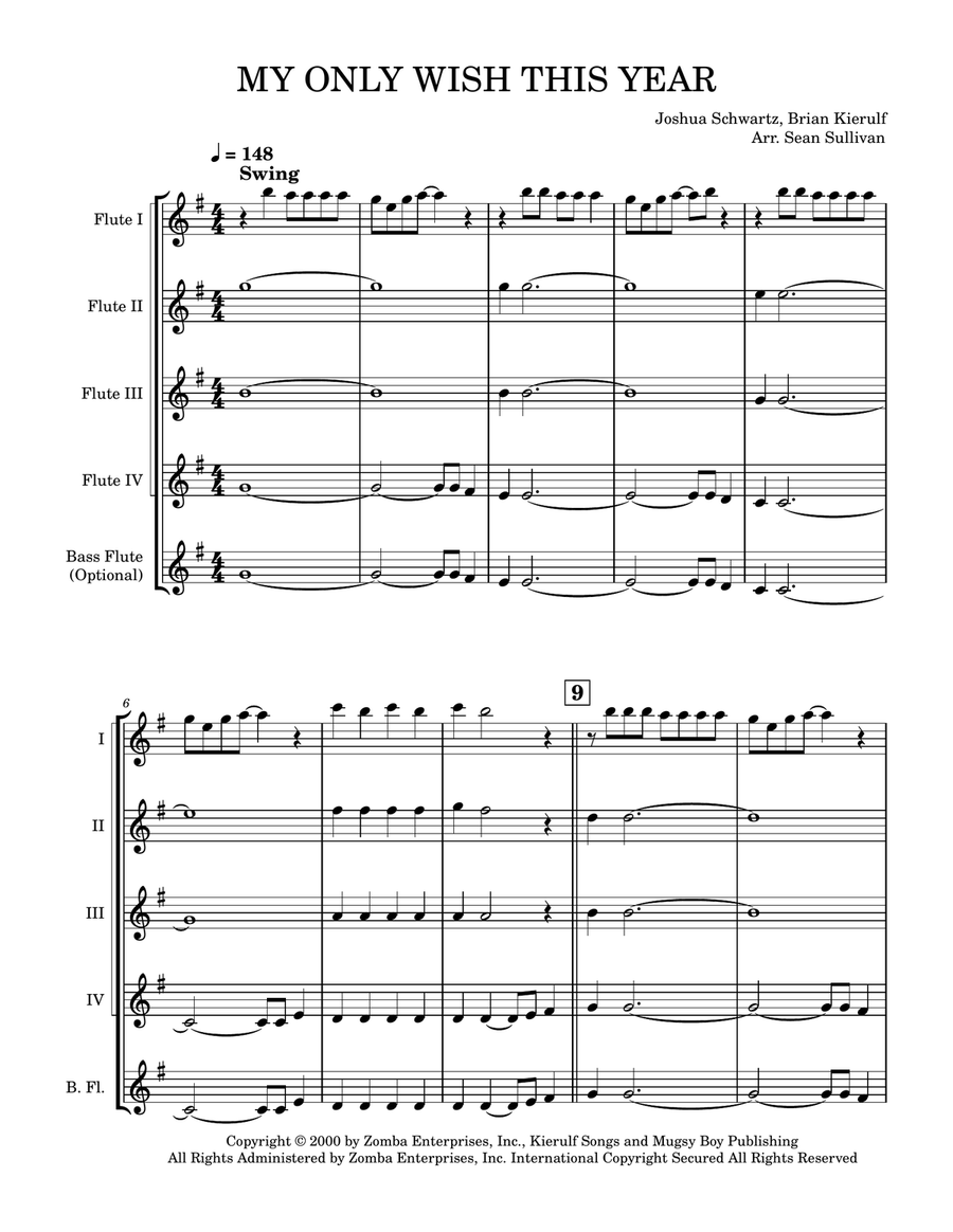 My Only Wish This Year Flute Quartet scores gallery preview page 2