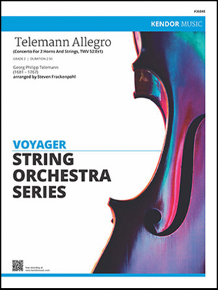Book cover for Telemann Allegro (Concerto For 2 Horns And Strings, TWV 52:Es1) (Full Score)