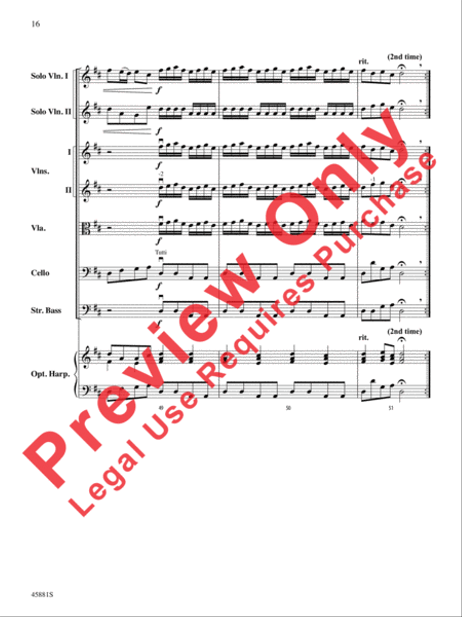 Concerto for Two Violins in D Major String Orchestra scores gallery preview page 16