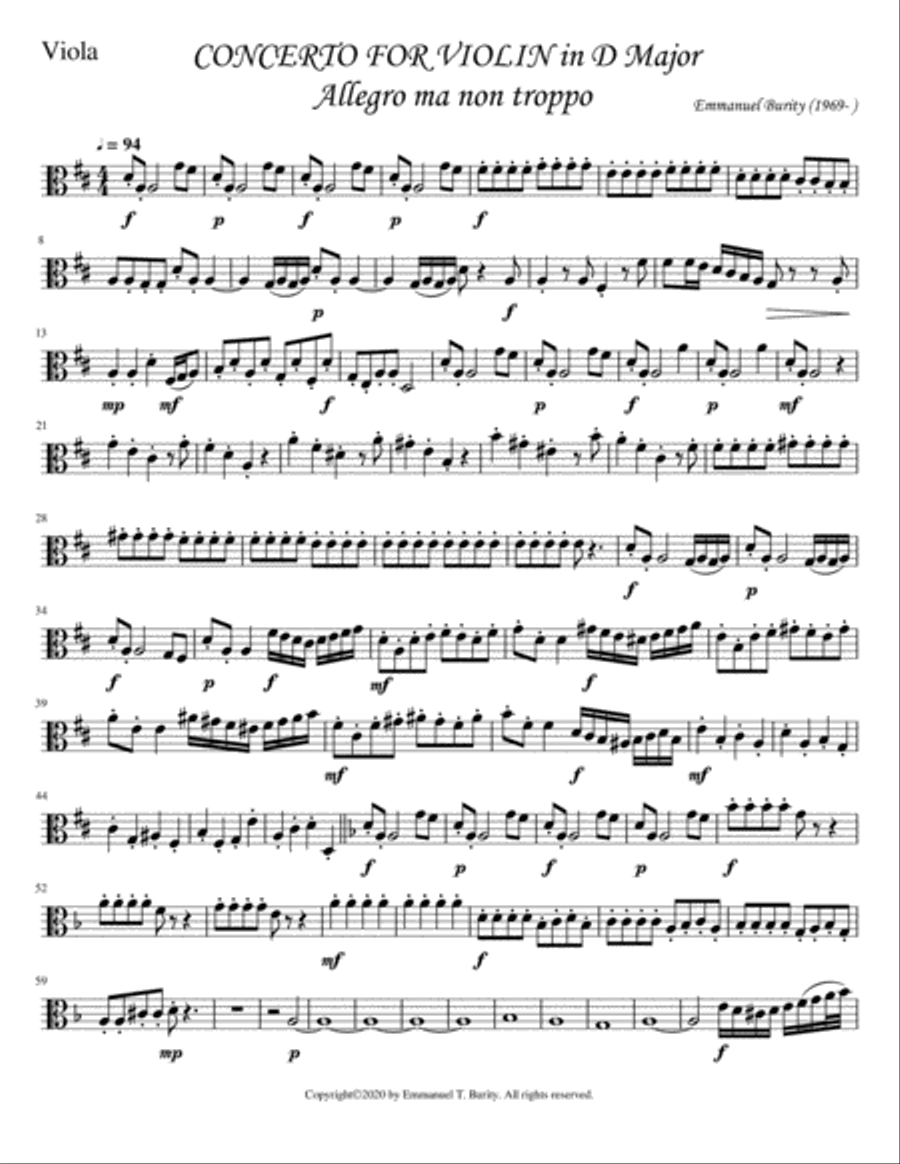 Concerto for Violin in D Major by Emmanuel Burity (1969- ) String Orchestra scores gallery preview page 3