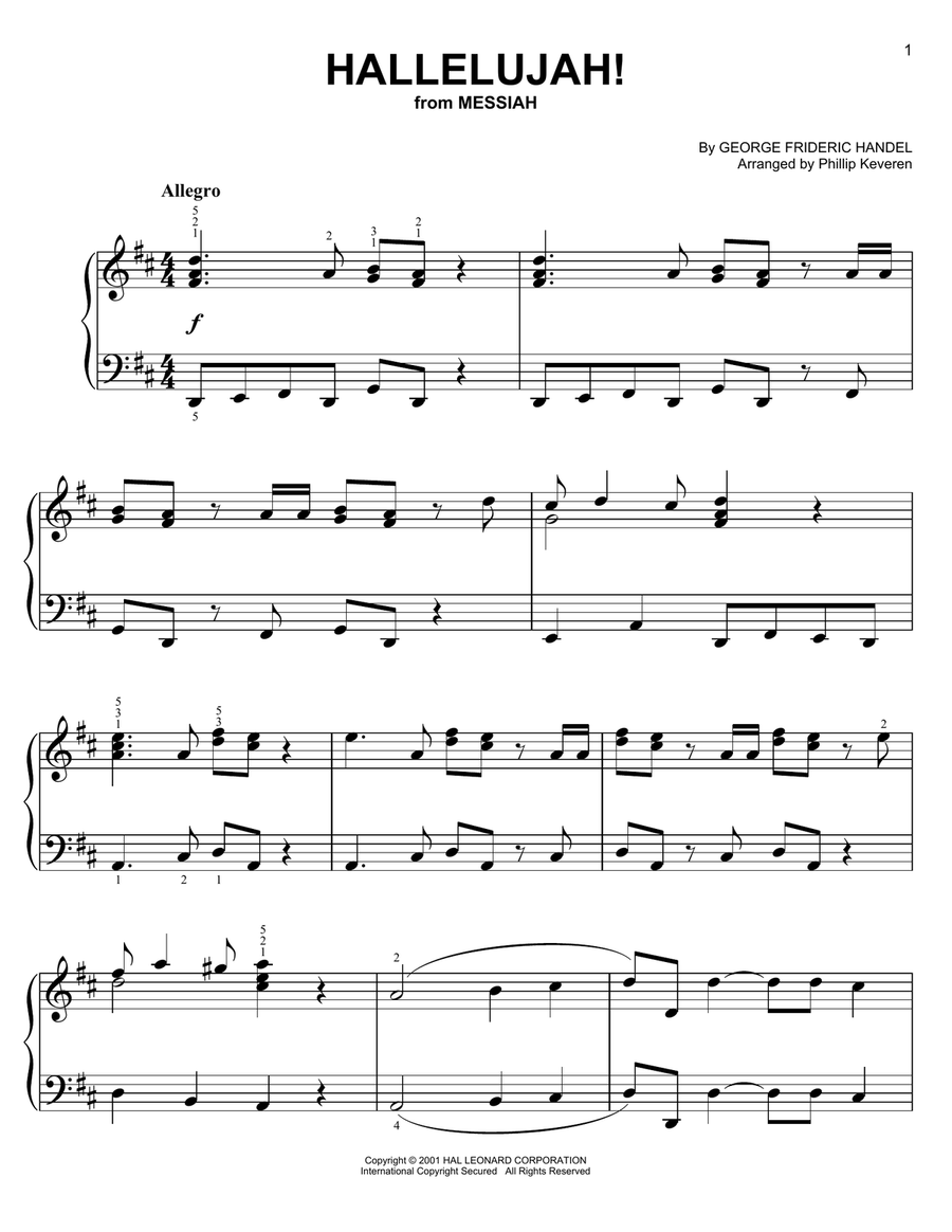 Hallelujah Chorus (arr. Phillip Keveren) Easy Piano scores gallery preview page 1