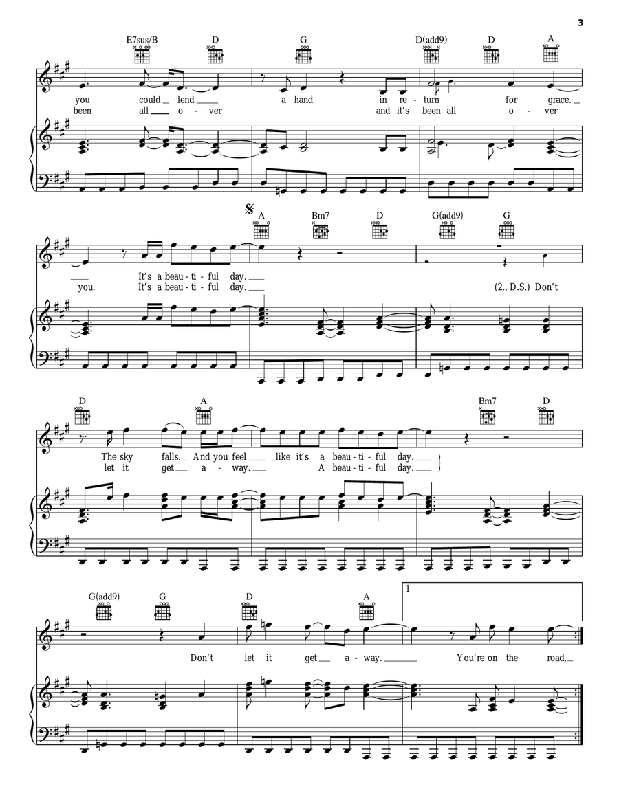 Beautiful Day Acoustic Guitar scores gallery preview page 3