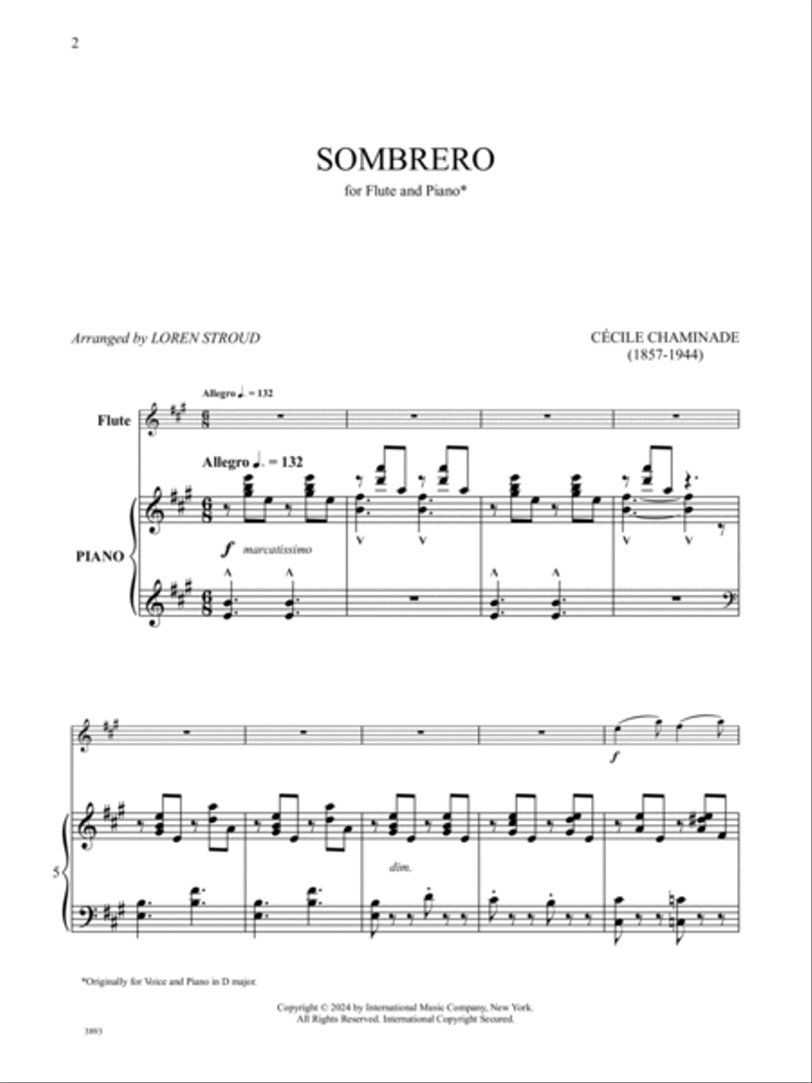 Sombrero, for Flute and Piano Flute Solo scores gallery preview page 2