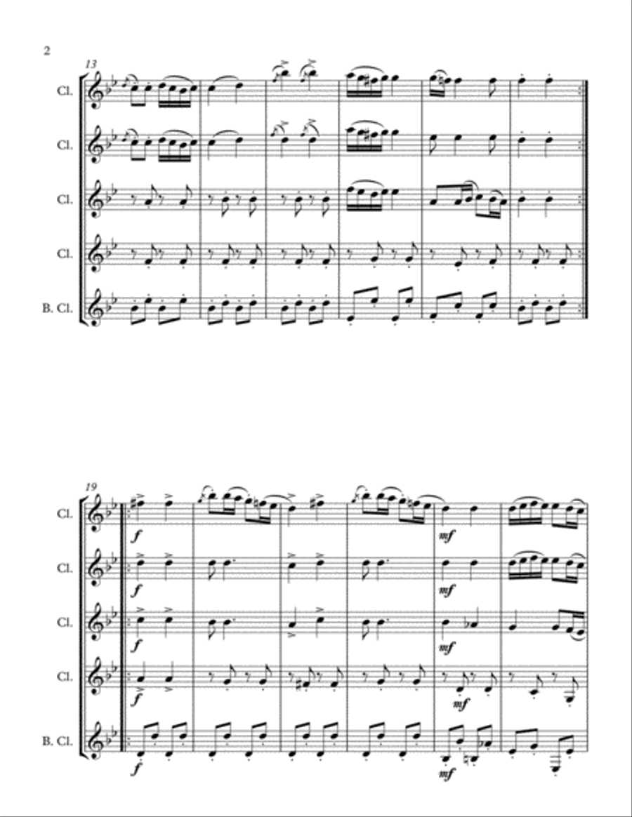 Moments Musicaux op. 94-3 (Franz Schubert) for Clarinet Choir Clarinet Choir scores gallery preview page 2