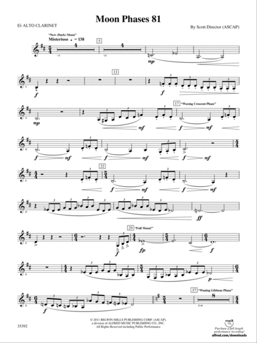 Moon Phases 81: (World Part) E-flat Alto Clarinet Concert Band scores gallery preview page 1