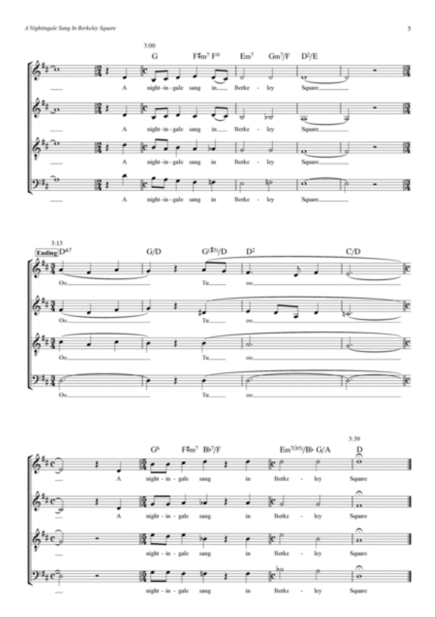 A Nightingale Sang In Berkeley Square 4-Part scores gallery preview page 5