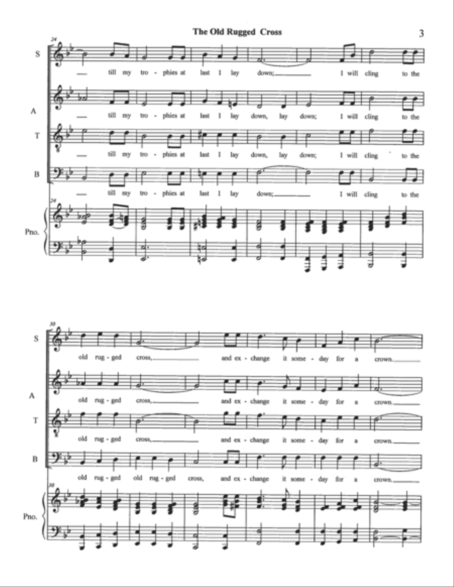 The Old Rugged Cross Choir scores gallery preview page 3