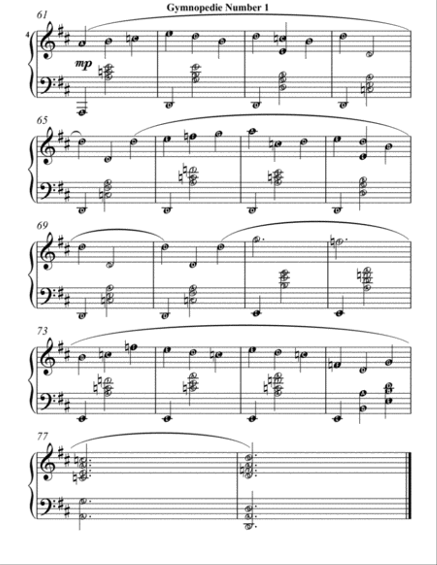 Gymnopedies for Easy Intermediate Piano Easy Piano scores gallery preview page 6