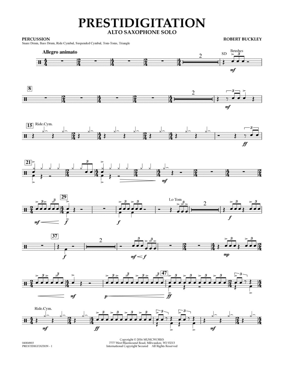 Prestidigitation (Alto Saxophone Solo with Band) - Percussion