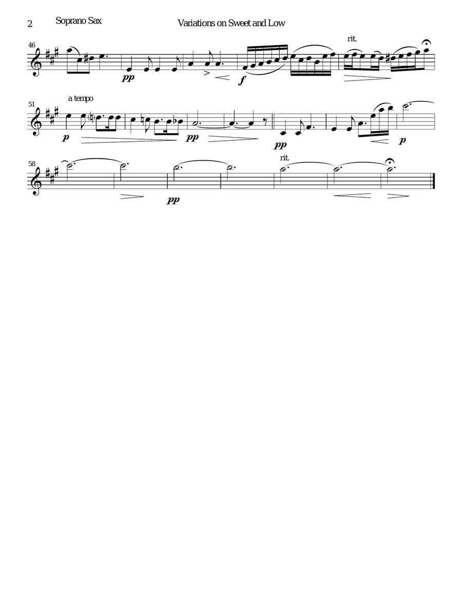 Variations on Joseph Barnby’s Sweet and Low for saxophone quartet Saxophone Quartet scores gallery preview page 5
