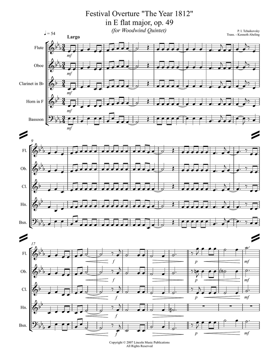 1812 Overture (for Woodwind Quintet) Woodwind Quintet scores gallery preview page 2