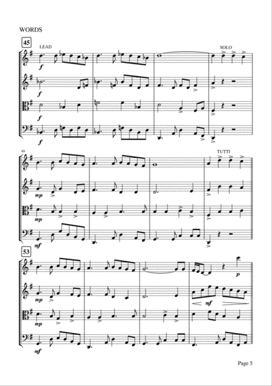 Words String Quartet scores gallery preview page 5