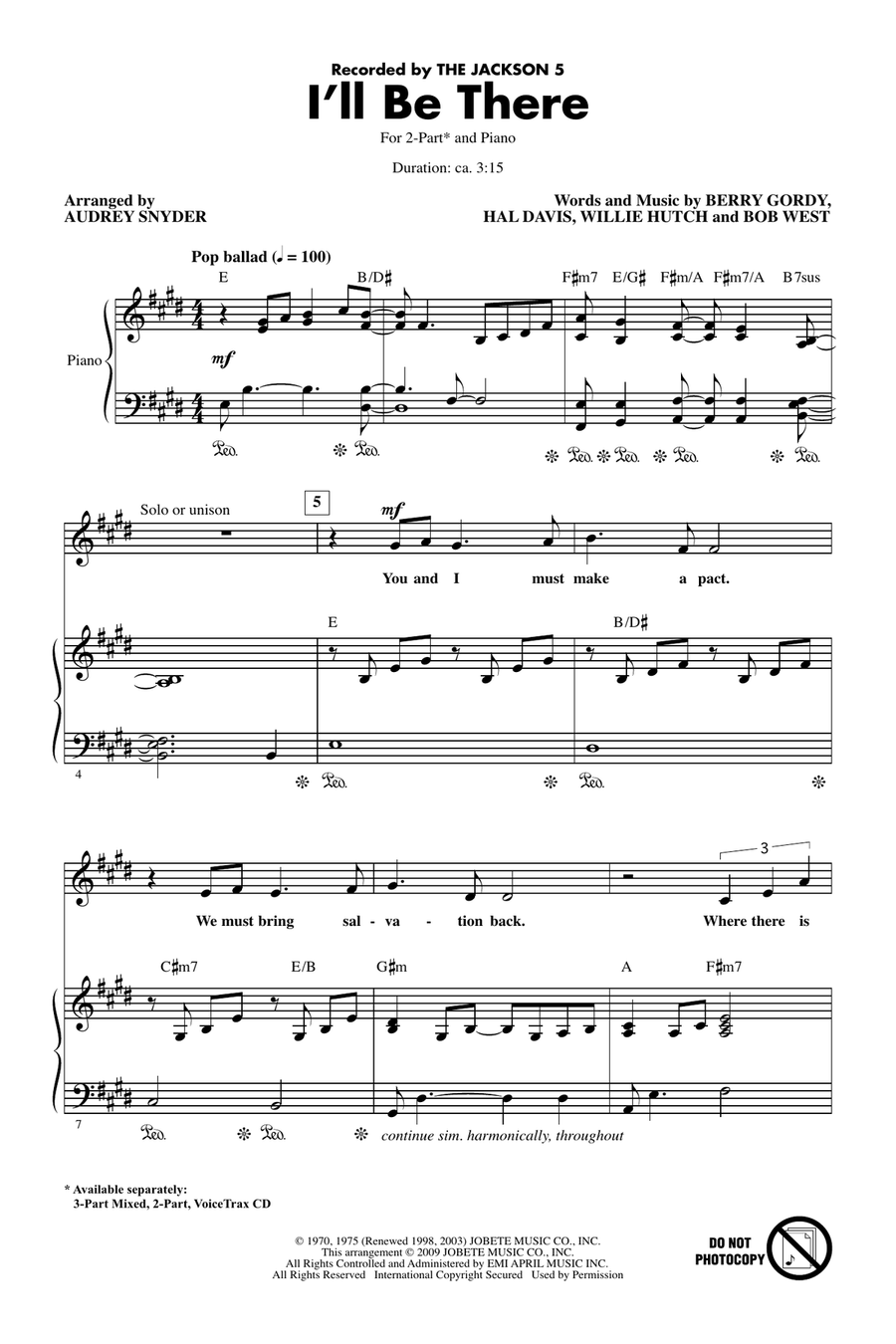 I'll Be There (arr. Audrey Snyder) 2-Part scores gallery preview page 1