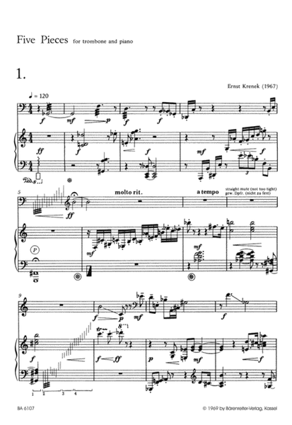 Funf Stucke for Trombone and Piano op. 198