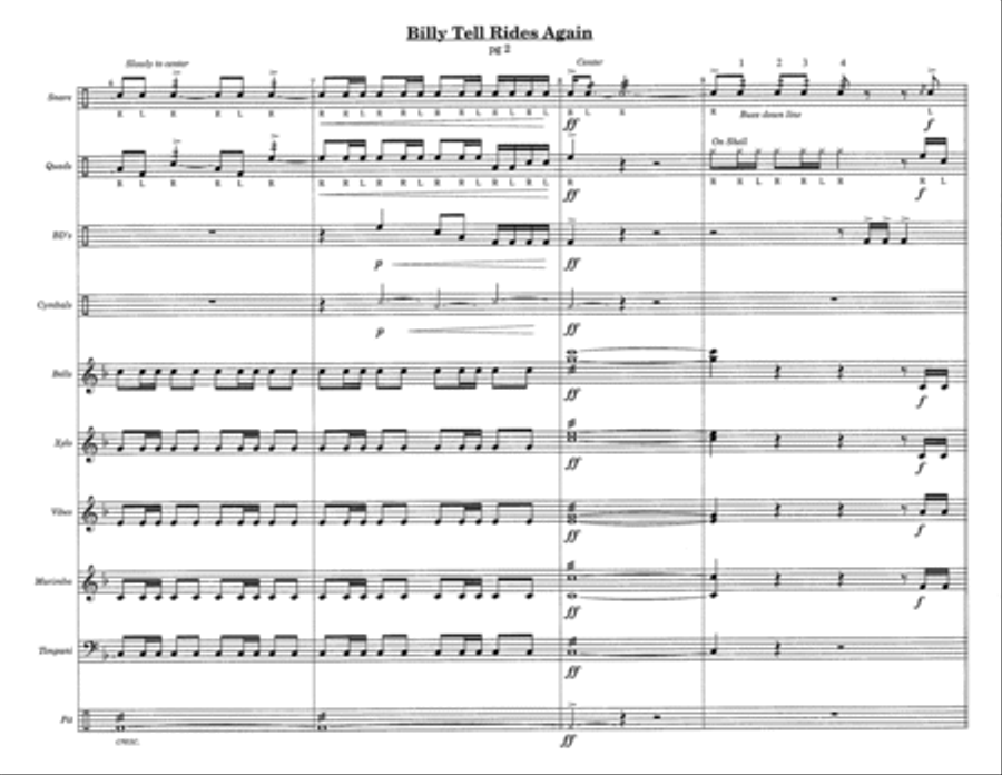 Billy Tell Rides Again w/Tutor Tracks Percussion Ensemble scores gallery preview page 4