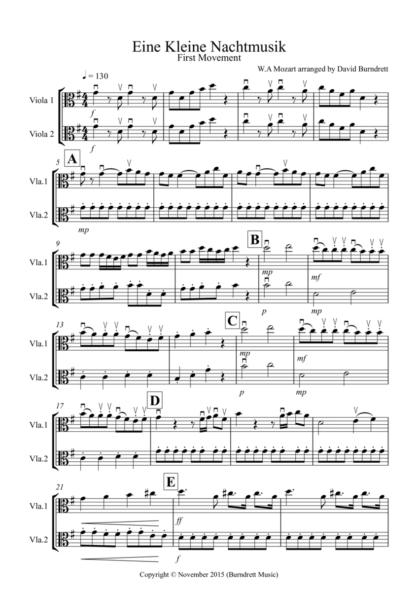 Eine Kleine Nachtmusik (1st movement) for Viola Duet image number null