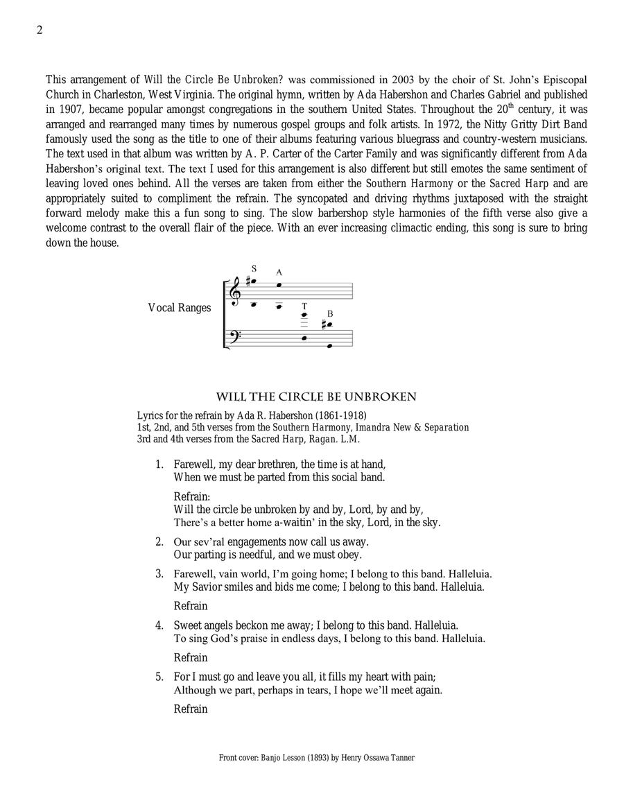 Will the Circle Be Unbroken? 4-Part scores gallery preview page 2