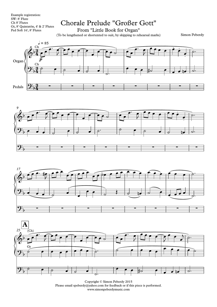 Organ Chorale Prelude Großer Gott, wir loben dich, 