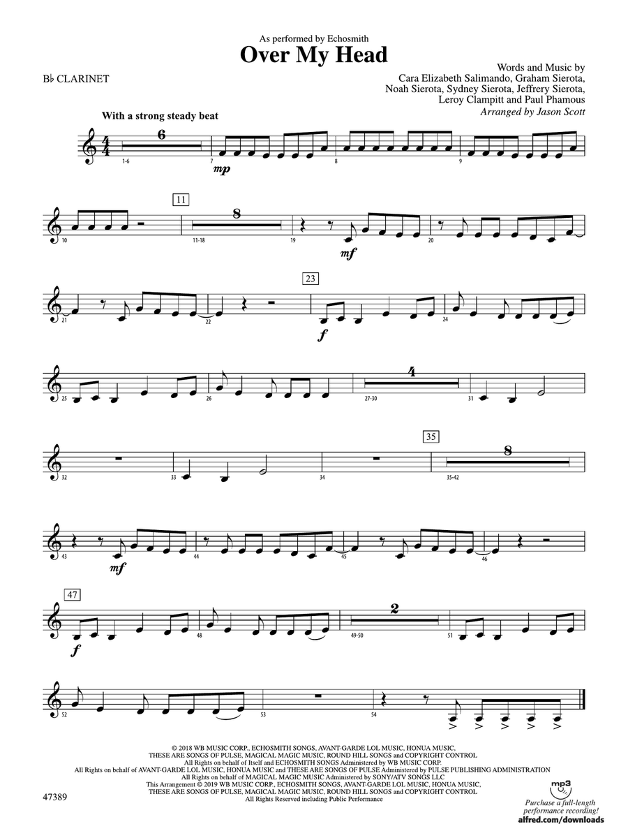 Over My Head: 1st B-flat Clarinet