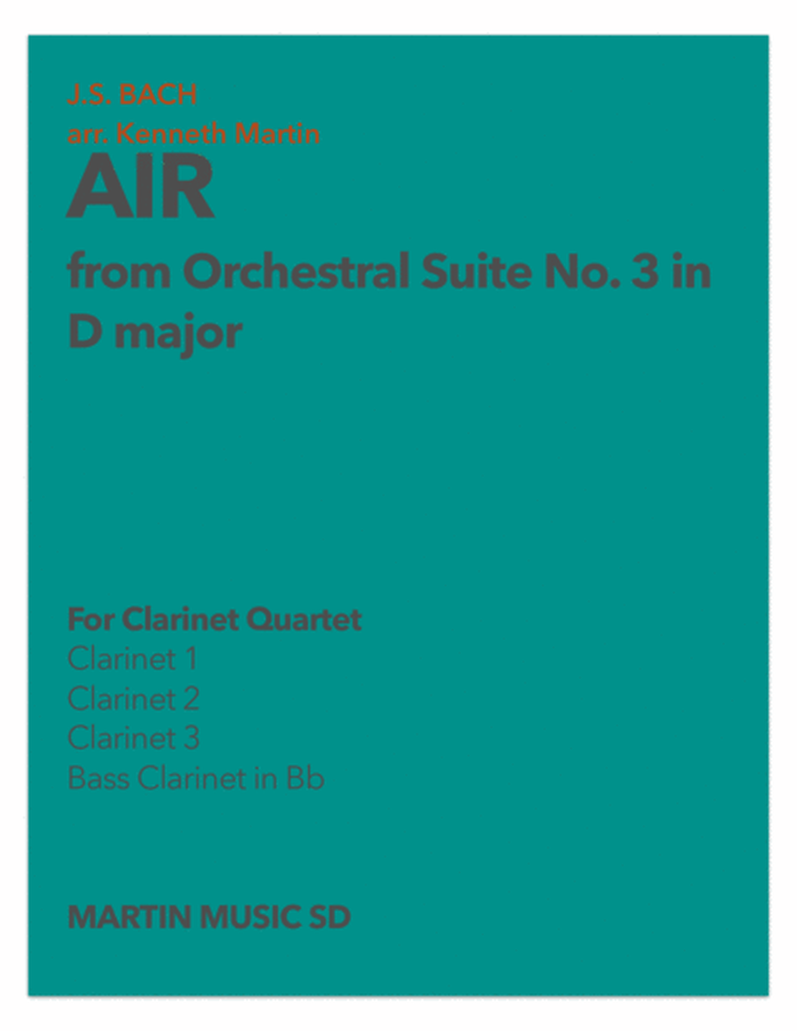 "Air" (from Orchestral Suite No. 3 in D major) for Clarinet Quartet image number null