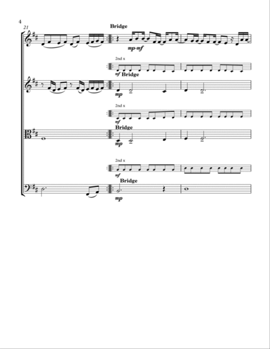 Oceans (where Feet May Fail) String Quartet scores gallery preview page 6