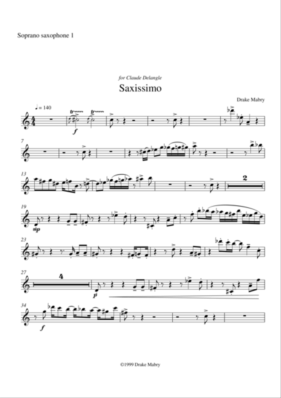Saxissimo - parts Saxissimo - parts 4-Part scores gallery preview page 1