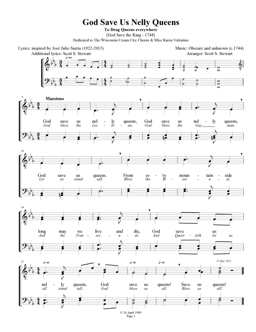 God Save Us Nelly Queens - TTBarB choral score image number null