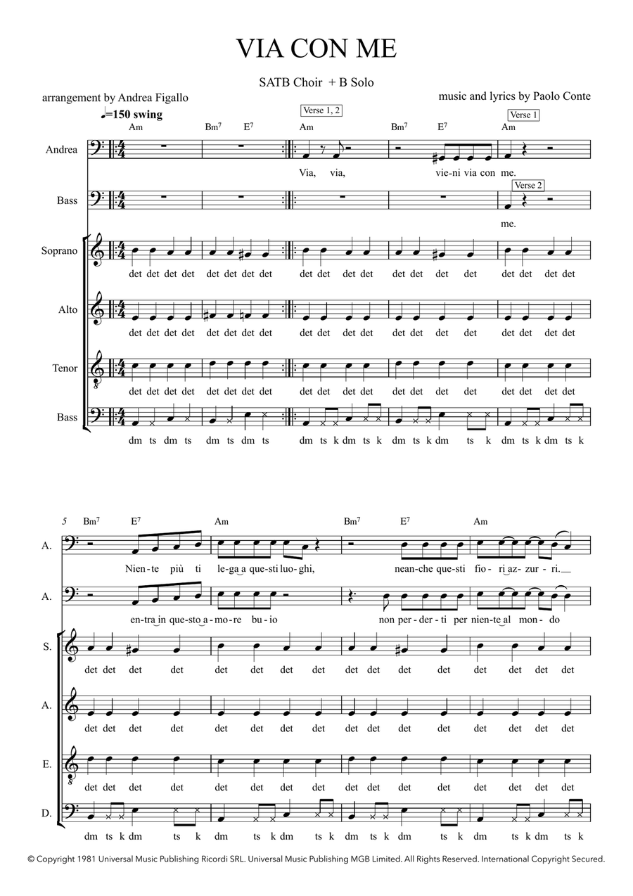 Via Con Me Via Con Me 4-Part scores gallery preview page 1