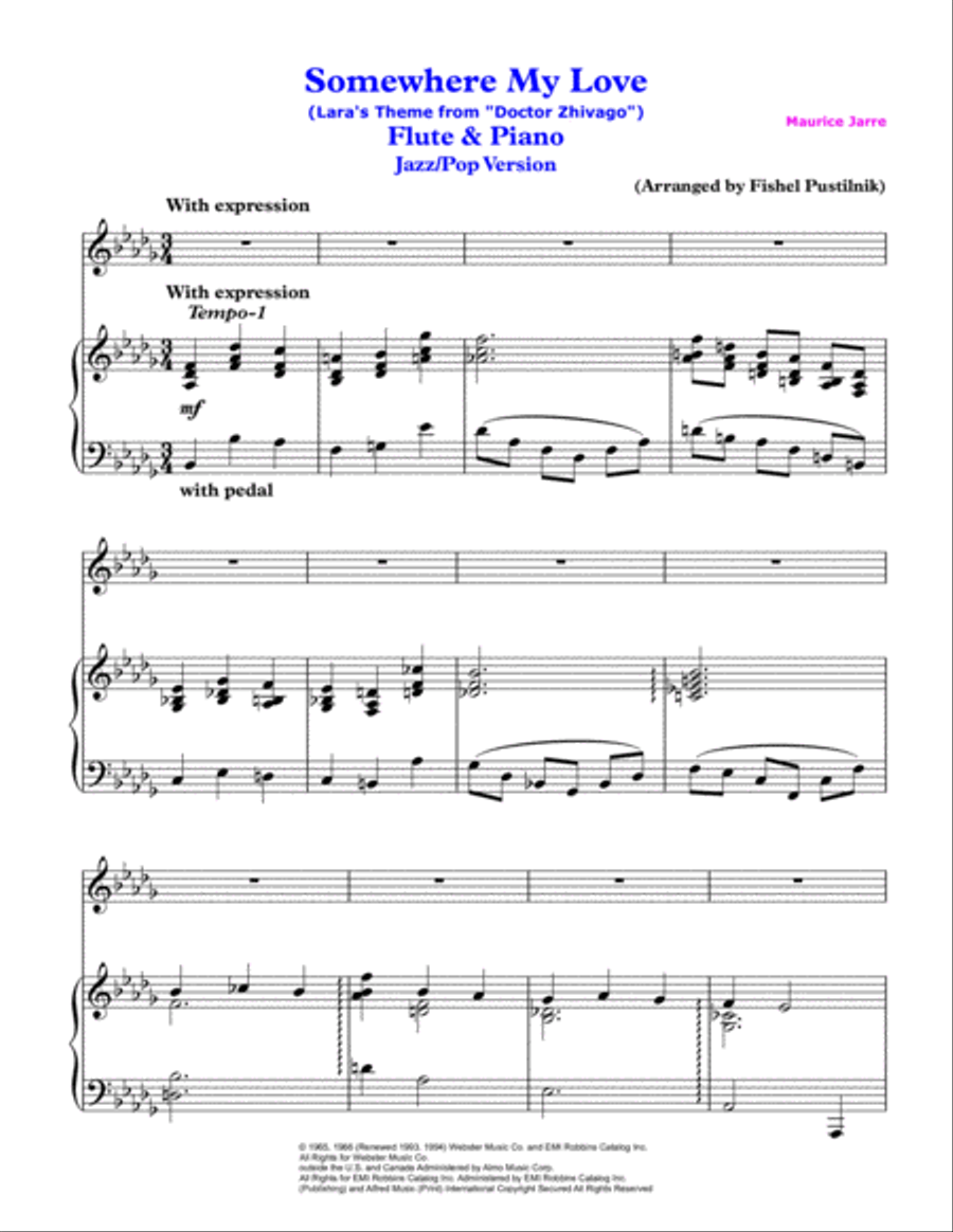 Somewhere, My Love Flute Solo scores gallery preview page 2
