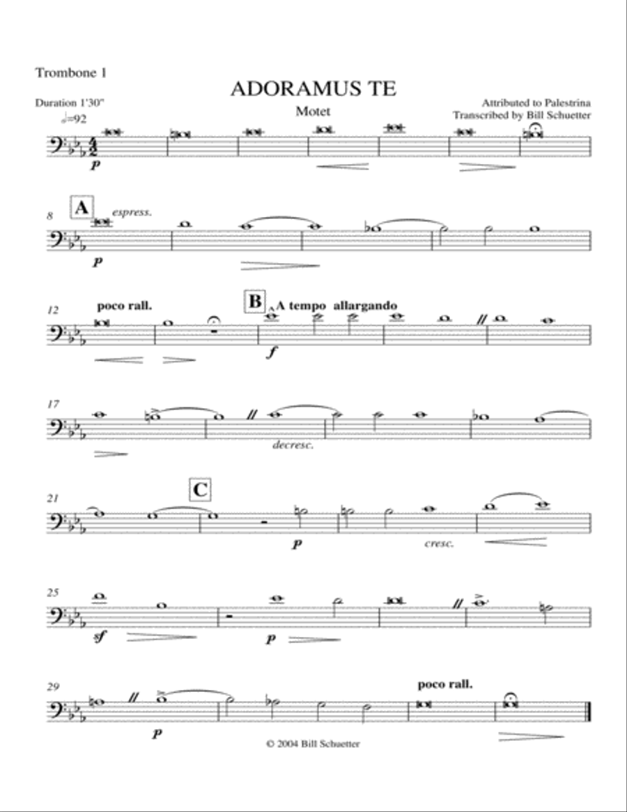 Adoramus Te Trombone Quartet scores gallery preview page 3