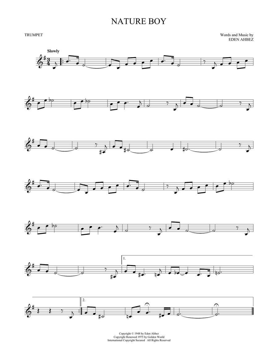 Nature Boy Trumpet Solo scores gallery preview page 1