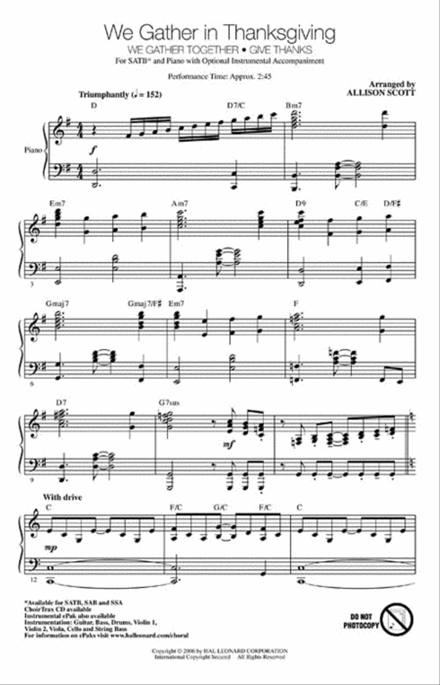 We Gather in Thanksgiving 4-Part scores gallery preview page 2