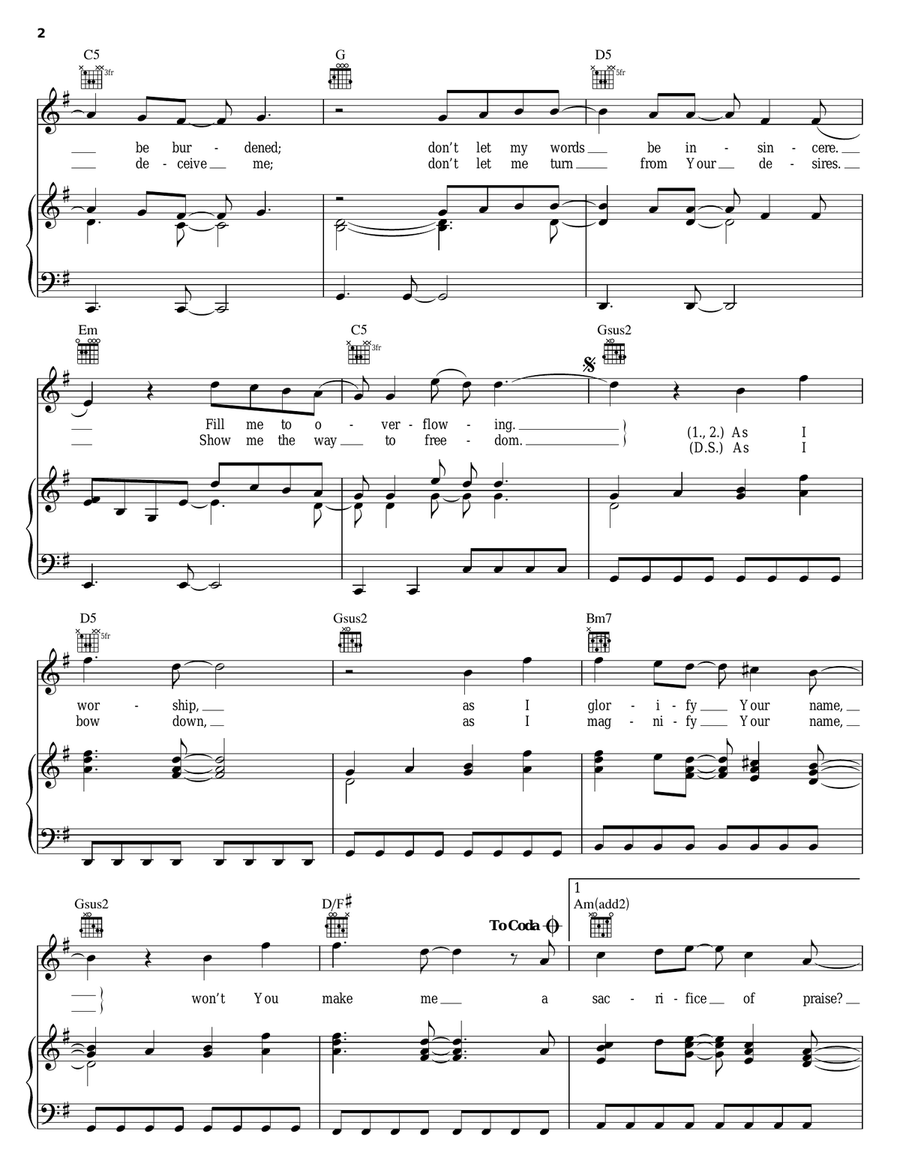 Sacrifice Of Praise Sacrifice Of Praise Piano, Vocal, Guitar scores gallery preview page 2