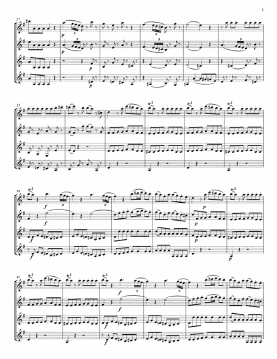 Eine Kleine Nachtmusik, K525 for Clarinet Quartet/Choir Choir scores gallery preview page 3