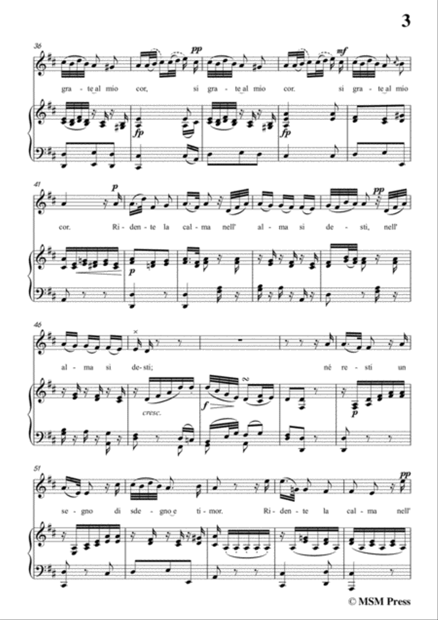 Mozart-Ridente la calma,in D Major,for Voice and Piano Voice Solo scores gallery preview page 5
