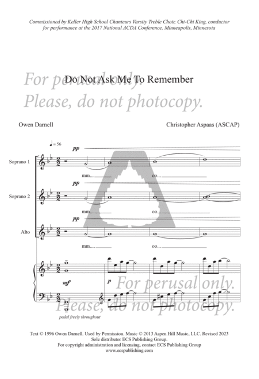 Do Not Ask Me to Remember SSA - Sheet Music page 2