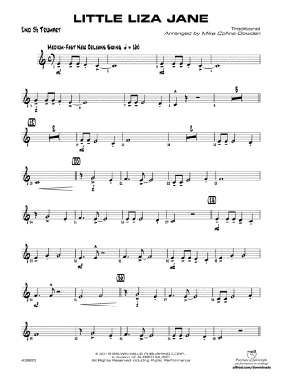 Little Liza Jane: 2nd B-flat Trumpet Jazz Ensemble scores gallery preview page 1