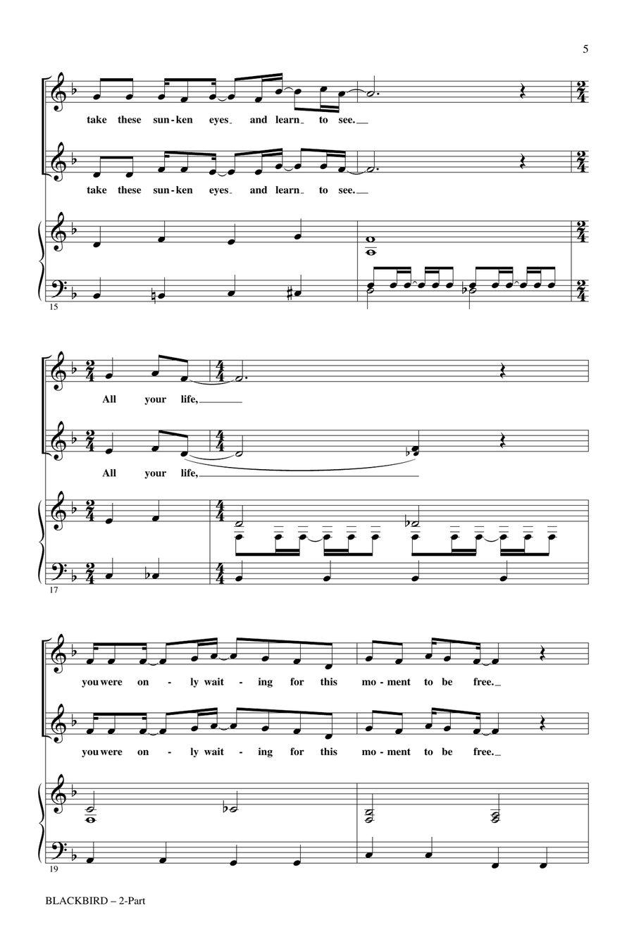 Blackbird (arr. Audrey Snyder) 2-Part scores gallery preview page 3