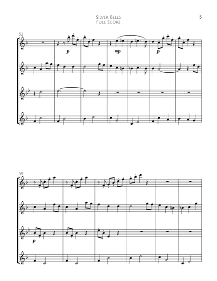 Silver Bells Woodwind Quartet scores gallery preview page 6