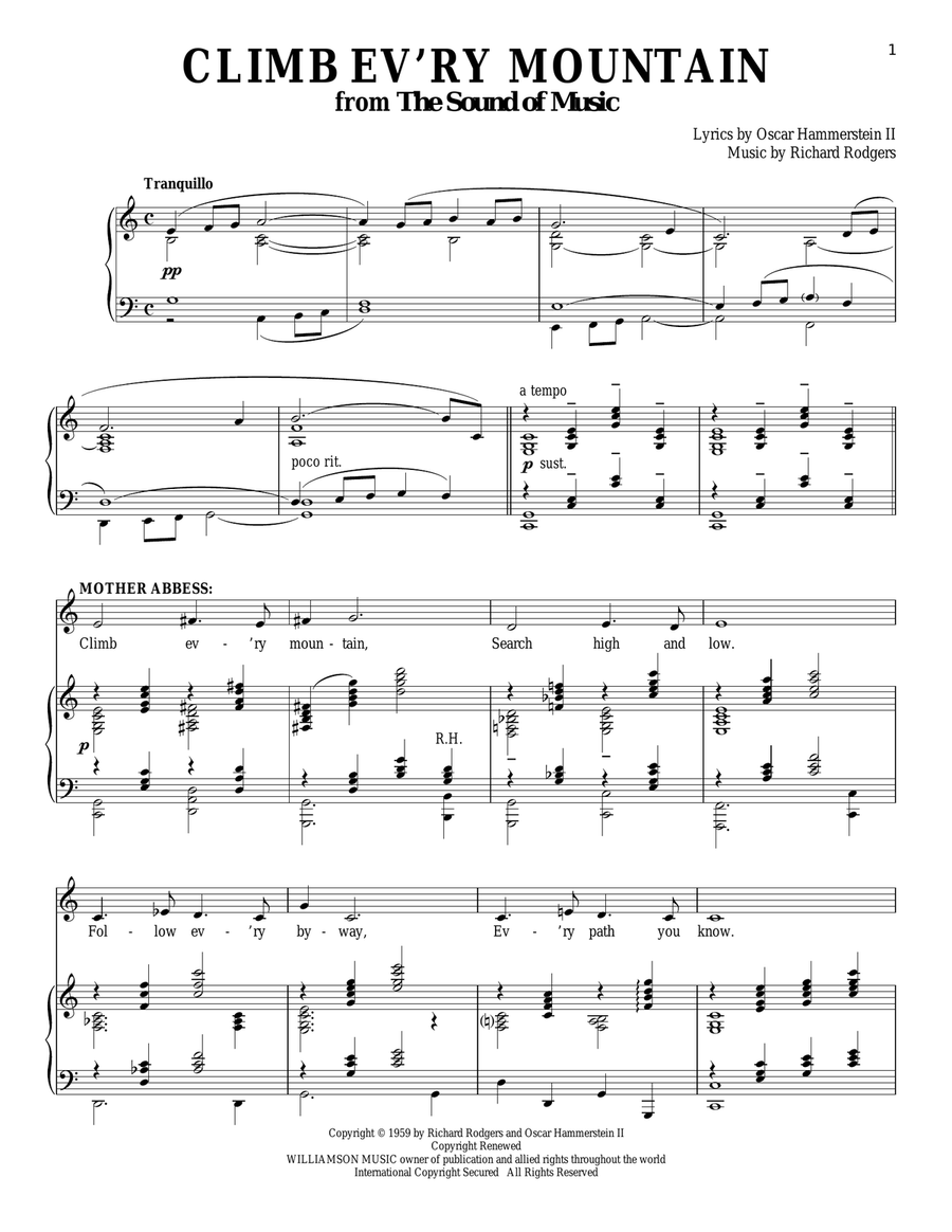 Climb Ev'ry Mountain Climb Ev'ry Mountain Piano, Vocal scores gallery preview page 1