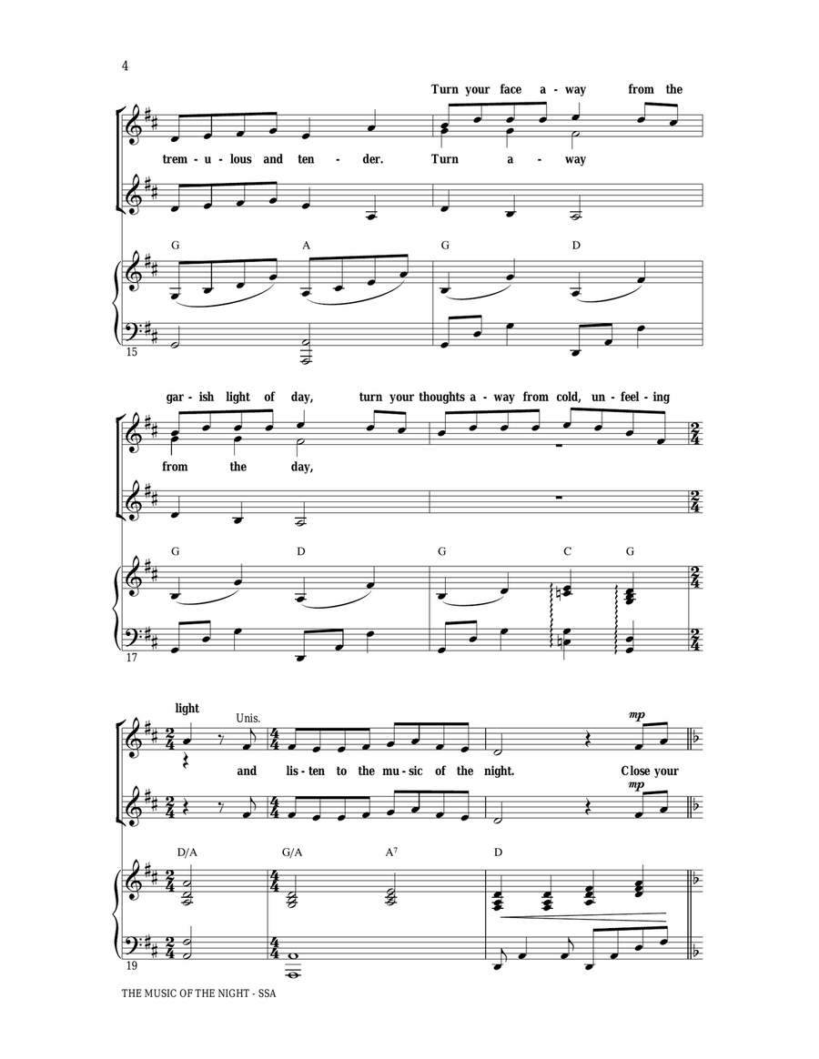 The Music Of The Night (from The Phantom Of The Opera) SSA scores gallery preview page 3