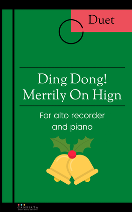 Ding Dong! Merrily on High - For alto recorder and piano (Easy/Beginner)