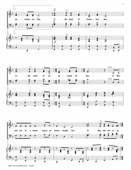 THE UNCLOUDED DAY(SATB Choir & Piano with Score/Choir Part) image number null