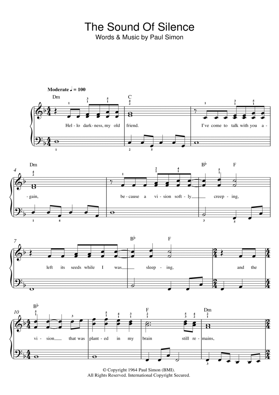 The Sound Of Silence Piano scores gallery preview page 1
