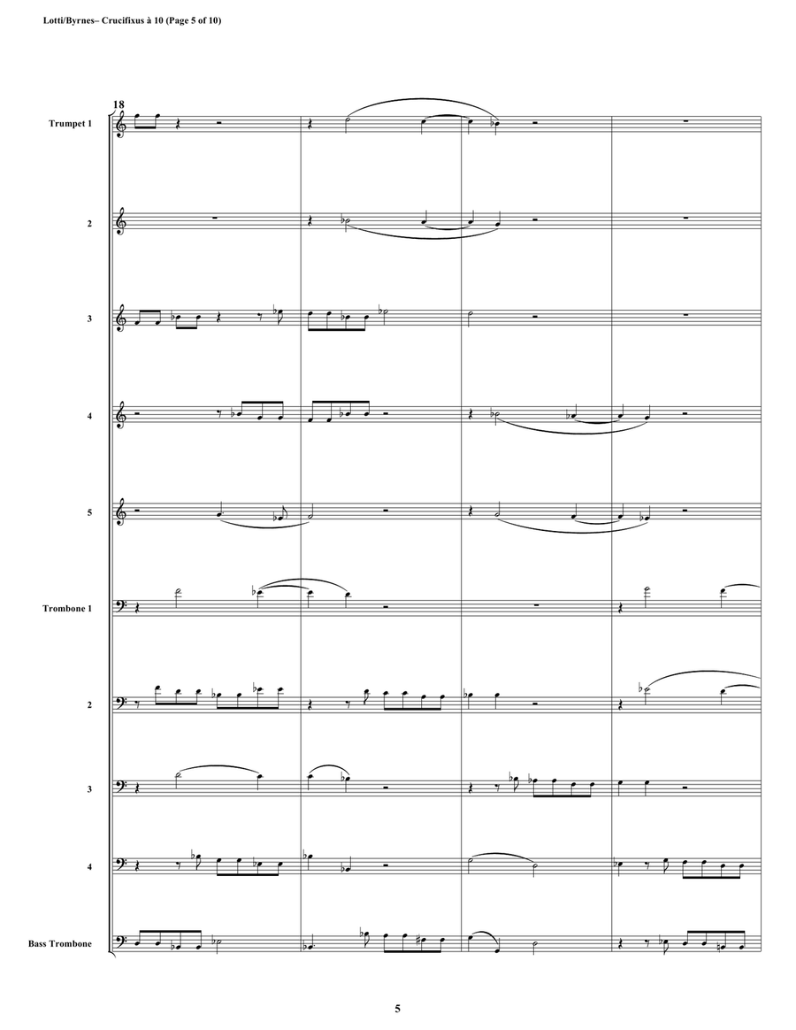 Crucifixus a 10 by Antonio Lotti (Brass Choir) Trombone scores gallery preview page 5
