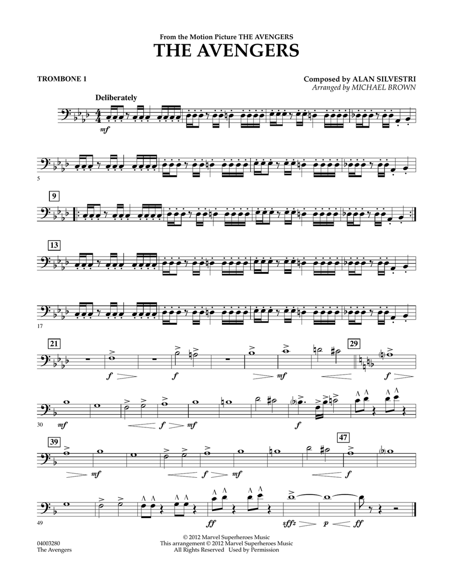 The Avengers - Trombone 1 Concert Band scores gallery preview page 1