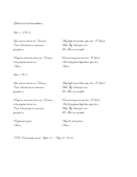 Lux Aeterna I, II, III, IV & V (2000-2010) for SATB a cappella chorus, full score image number null