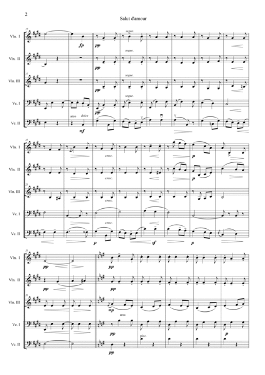 Salut d'amour String Quintet scores gallery preview page 2