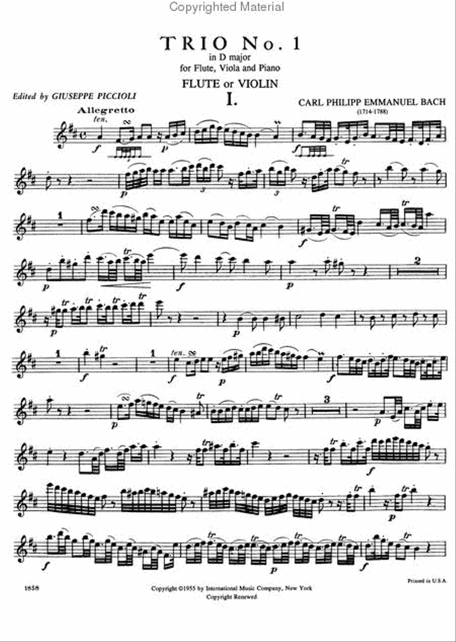 Trio No. 1 in D major for Flute, Clarinet & Piano or Flute (Violin), Viola & Piano Clarinet scores gallery preview page 2