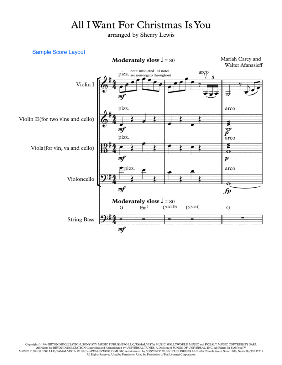 All I Want For Christmas Is You String Trio scores gallery preview page 1